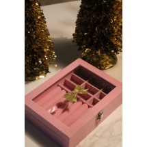 Sieradendoos - Strik - Fluweel - Met Venster - 20x15x4,5 cm