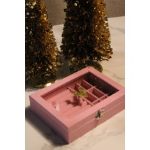 Sieradendoos - Hart - Fluweel - Met Venster - 20x15x4,5 cm