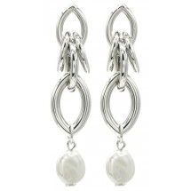 AF 0337 - Oorbellen - Parel - 6,5x1,5cm