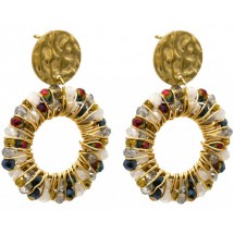 AC 0106 - Stainless Steel - Glass Beads - 3,5*2,5cm