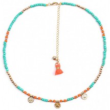 AC 0220 Glassbeads Choker with Coins