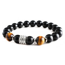 AD 0140 - Armband - Natuursteen - Stainless Steel - Tiger Eye
