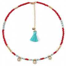 AC 0219 Glassbeads Choker with Coins