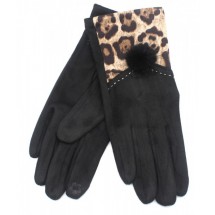 SK 0072 Handshoenen/ Leopard met pompon