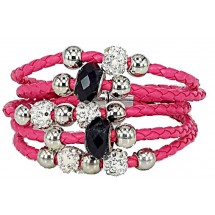 SK 0092 - Gevlochten PU Lederen armband - Magneetsluiting - 19,5cm