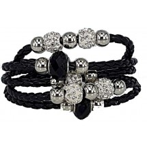 SK 0095 - Gevlochten PU Lederen armband - Magneetsluiting - 19,5cm