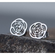 AA 0012 - Oorbellen - Stainless Steel - Bloem