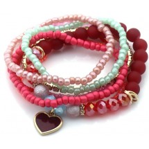 Armbandenset – 5 stuks – Glaskralen & Bedel