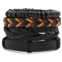 AH 0044 - Lederen heren armband - Set 4 stuks