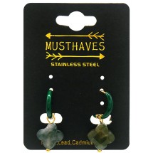 AK 0084 Stainless steel earrings/natuursteen