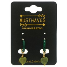 AK 0085 Stainless steel earrings/natuursteen