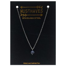 AF 0303 Stainless steel necklace/Natuursteen