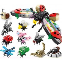 Bouwstenen Display – 10 Verschillende Dieren/Insecten
