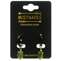 AK 0089 Stainless steel earrings/natuursteen