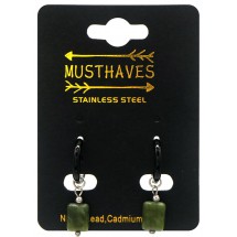 AK 0088 Stainless steel earrings/natuursteen