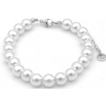 Armband Livia – Stainless Steel met witte Parels - 8mm