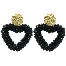 AA 0075 - Oorbellen - Hart - Faceted Glass Beads - 4,5 cm