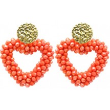 AB 0036 - Oorbellen - Hart - Faceted Glass Beads - 4,5 cm