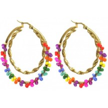AB 0116 - Oorbellen - Stainless Steel - 4,5cm - Glassbeads