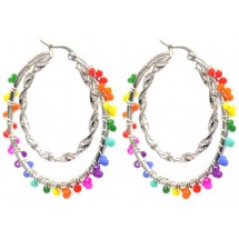 AB 0137 - Oorbellen - Stainless Steel - 4,5cm - Glassbeads