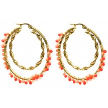 AB 0214 - Oorbellen - Stainless Steel - 4,5cm - Glassbeads