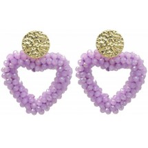AB 0222 - Oorbellen - Hart - Faceted Glass Beads - 4,5 cm