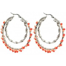 AA 0093 - Oorbellen - Stainless Steel - 4,5cm - Glassbeads