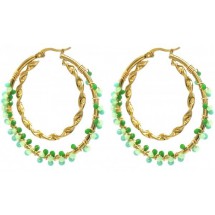 AB 0304 - Oorbellen - Stainless Steel - 4,5cm - Glassbeads