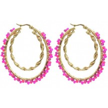 AC 0052 - Oorbellen - Stainless Steel - 4,5cm - Glassbeads