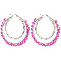 AC 0059 - Oorbellen - Stainless Steel - 4,5cm - Glassbeads