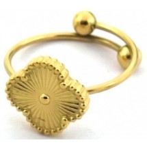AC 0071 - Ring - Stainless Steel - Verstelbaar - Klaver