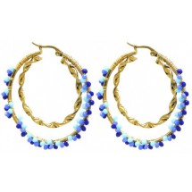 AC 0116 - Oorbellen - Stainless Steel - 4,5cm - Glassbeads