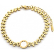 AC 0153 - Armband - Stainless Steel - Circle MOP