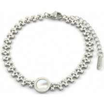 AC 0158 - Armband - Stainless Steel - Circle MOP