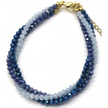 AC 0207 - Armband - Stainless Steel - Faceted Glass Beads