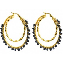 AC 0215 - Oorbellen - Stainless Steel - 4,5cm - Glassbeads