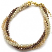 AC 0280 - Armband - Stainless Steel - Faceted Glass Beads