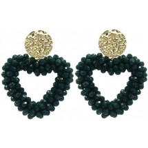 AC 0309 - Oorbellen - Hart - Faceted Glass Beads - 4,5 cm
