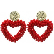 AD 0024 - Oorbellen - Hart - Faceted Glass Beads - 4,5 cm