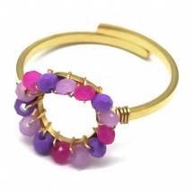 AE 0031 - Ring - Stainless Steel - Verstelbaar - Glaskralen