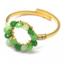 AE 0059 - Ring - Stainless Steel - Verstelbaar - Glaskralen