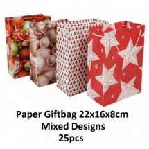 AF 0329 Paper Giftbag Mixed Christmas Designs/25pcs