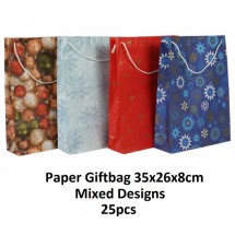 AF 0222 Paper Giftbag Mixed Christmas Designs/25pcs