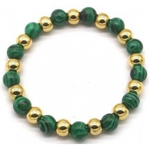 AG 0009 - Armband - Stainless Steel - Natuursteen - Malachite