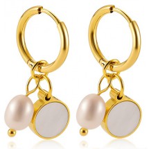 AK 0180 - Oorbellen - Stainless Steel - Parel - 2,8 cm