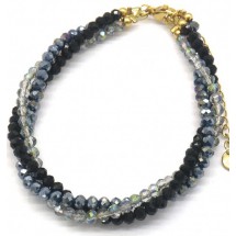 AK 0388 - Armband - Stainless Steel - Faceted Glass Beads