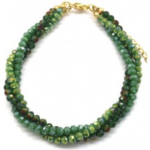 AK 0389 - Armband - Stainless Steel - Faceted Glass Beads