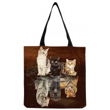 AC 0087 - Shopper met print - 38 x 40 cm - Katten