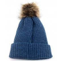 SK 0039 Beanie with Pompon Blue