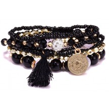 AK 0271 - Bohemian - 6 armbandjes - Kralen - Elastiek